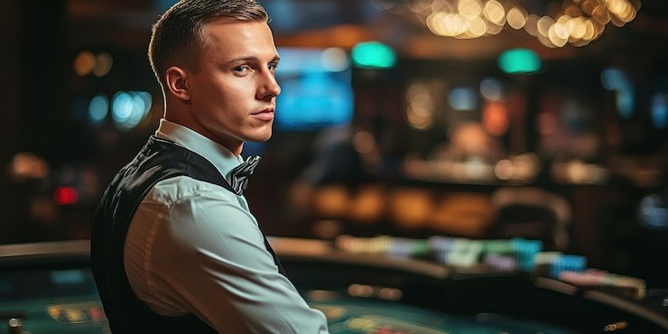 Studio live dealer Evolution Gaming dengan multiple camera dan dealer profesional